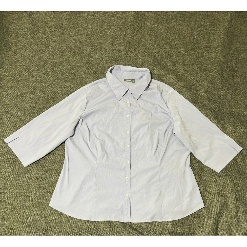 Apt. 9 Woman 2X Button Down Purple Stretch 3/4 Sleeve Blouse